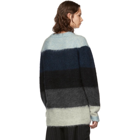 Acne Studios Blue & Grey Striped Albah Mohair Sweater - Picture 3 of 6
